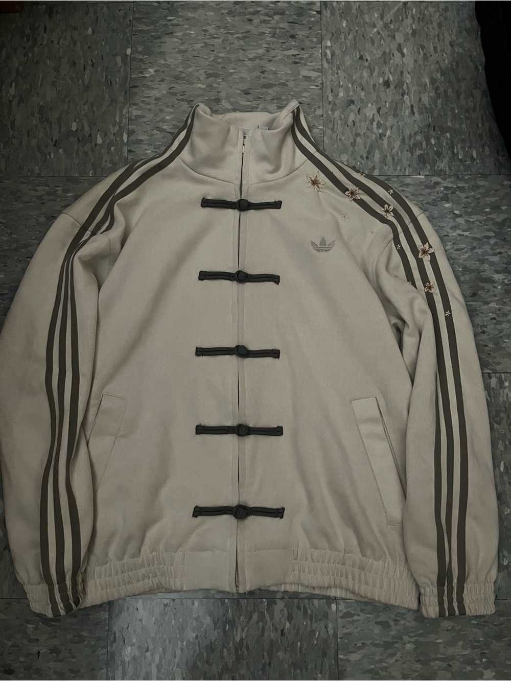 Adidas Chinese New Year Jacket color Beige with flower embroidery